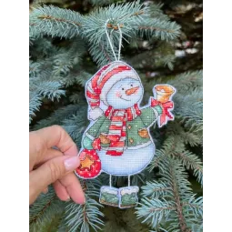 Kreuzstich-Set "Schneemann mit Glocke" 10,5 x 14 cm SANS-79