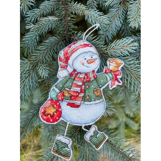 Kreuzstich-Set "Schneemann mit Glocke" 10,5 x 14 cm SANS-79