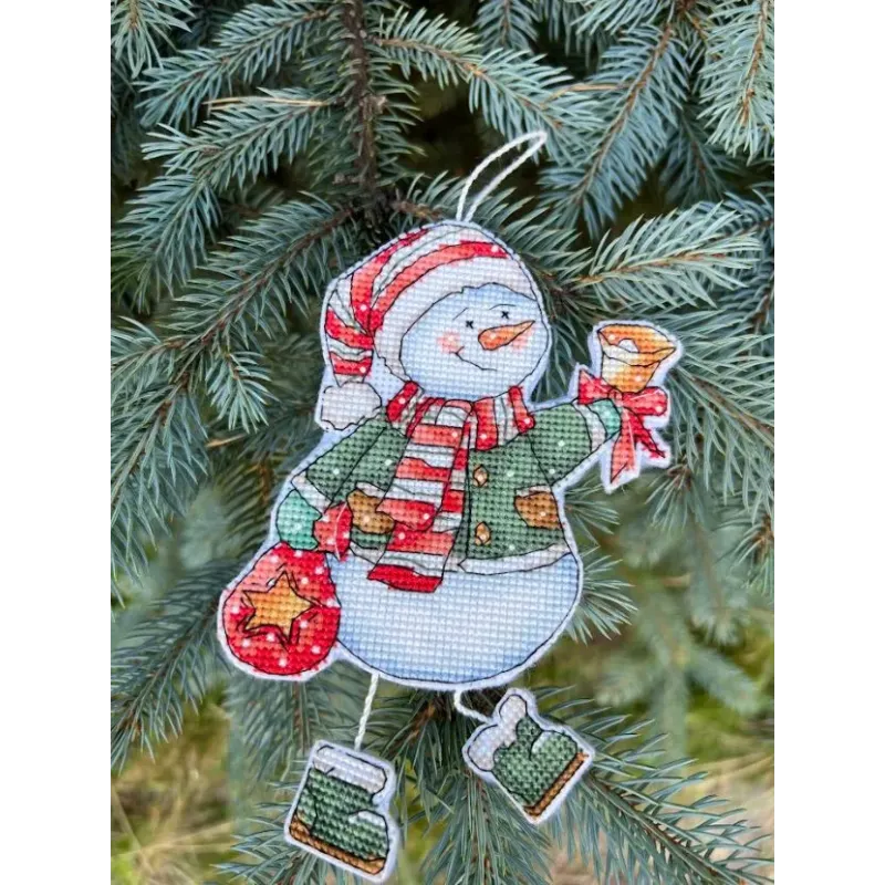 Kreuzstich-Set "Schneemann mit Glocke" 10,5 x 14 cm SANS-79