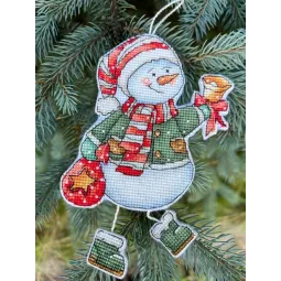 Cross stitch kit "Snowman with a bell" SANS-79