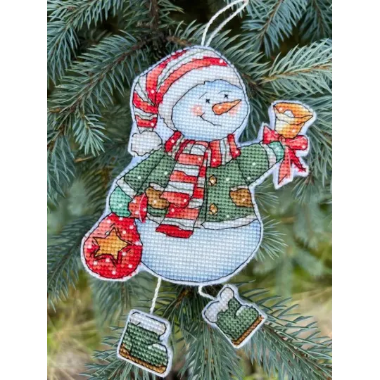 Kreuzstich-Set "Schneemann mit Glocke" 10,5 x 14 cm SANS-79