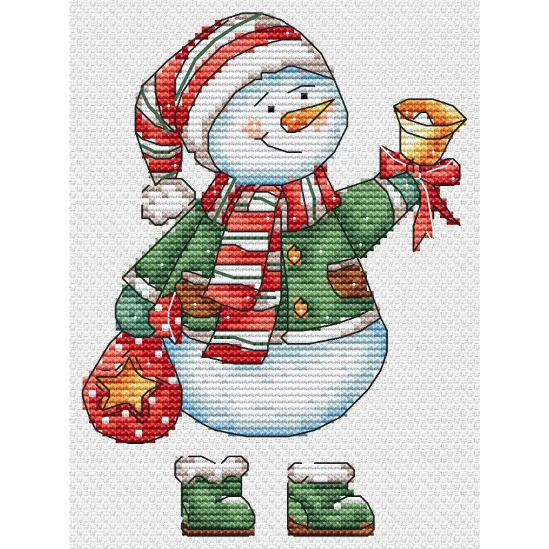 Cross stitch kit "Snowman with a bell" SANS-79