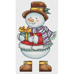Siuvinėjimo kryželiu rinkinys "Sniego senis su dovana" 8,5 х 15,5 cm SANS-78