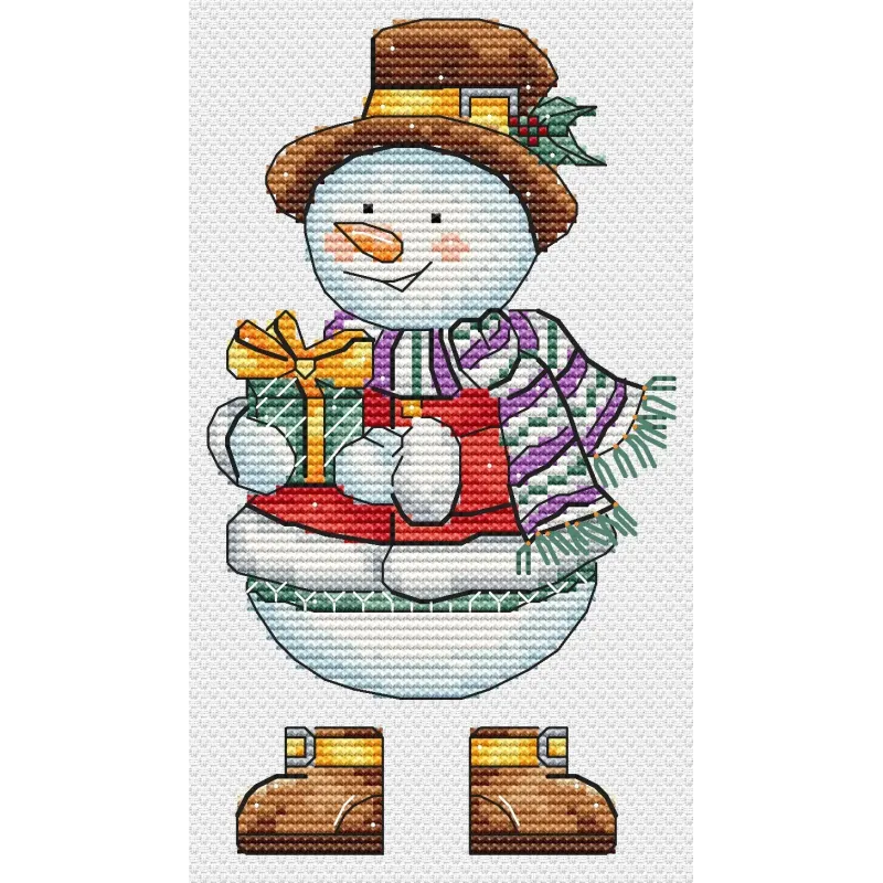 Kreuzstich-Set "Schneemann mit Geschenk" 8,5 х 15,5 cm SANS-78