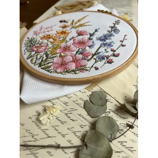 Kryželiu siuvinėjimo rinkinys "Rožinės svajos" 17 х 17 cm SANR-60