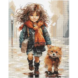 Cross stitch kit "Through puddles" 23 х 29 cm SANP-74