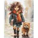 Cross stitch kit "Through puddles" 23 х 29 cm SANP-74