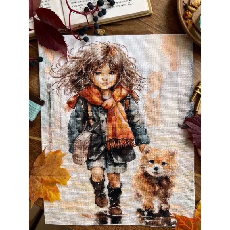 Cross stitch kit "Through puddles" 23 х 29 cm SANP-74