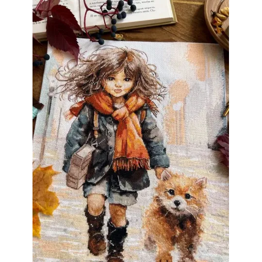 Cross stitch kit "Through puddles" 23 х 29 cm SANP-74