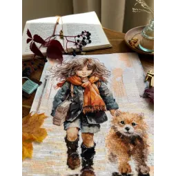 Cross stitch kit "Through puddles" 23 х 29 cm SANP-74