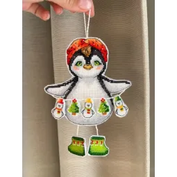 Kryželiu siuvinėjimo rinkinys "Pingvinas su girlianda" 11 х 14,5 cm SANP-70