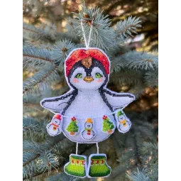 Cross stitch kit "Penguin with a garland" 11 х 14,5 cm SANP-70