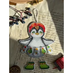 Kryželiu siuvinėjimo rinkinys "Pingvinas su girlianda" 11 х 14,5 cm SANP-70