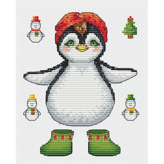 Cross stitch kit "Penguin with a garland" 11 х 14,5 cm SANP-70