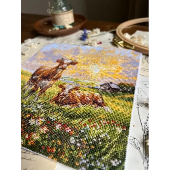 Kreuzstichset "Auf der Wiese" 18,5 x 20 cm SANN-39