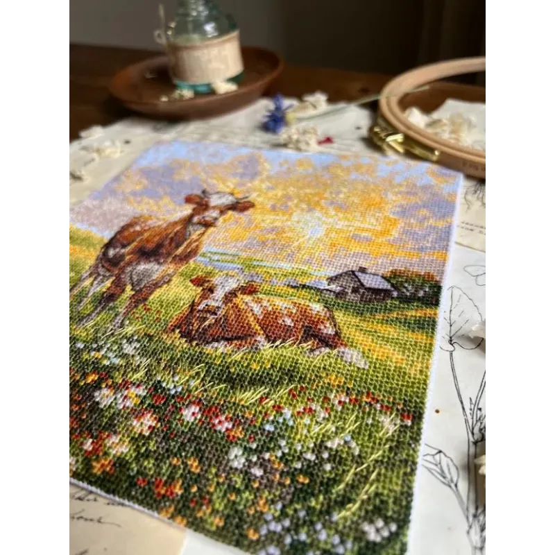 Kreuzstichset "Auf der Wiese" 18,5 x 20 cm SANN-39