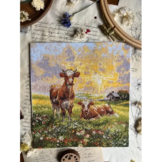 Kreuzstichset "Auf der Wiese" 18,5 x 20 cm SANN-39