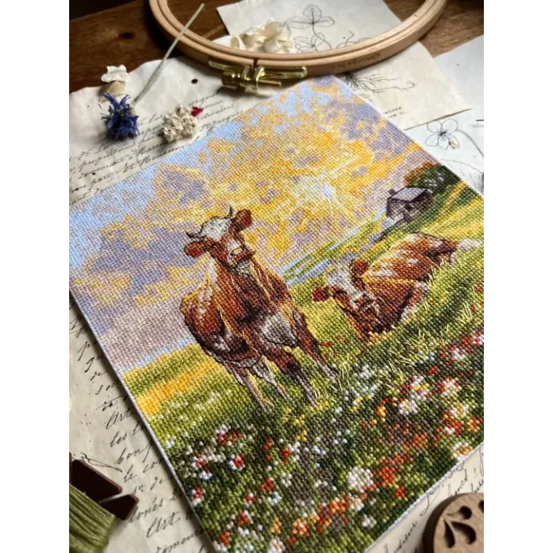 Kreuzstichset "Auf der Wiese" 18,5 x 20 cm SANN-39