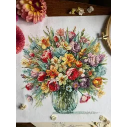 Kryželiu siuvinėjimo rinkinys "Šviesi nuotaika" 29 x 29,5 cm SANYA-04