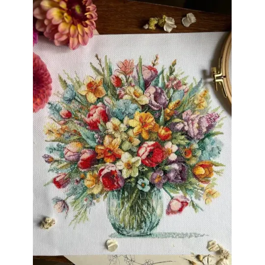 Kryželiu siuvinėjimo rinkinys "Šviesi nuotaika" 29 x 29,5 cm SANYA-04