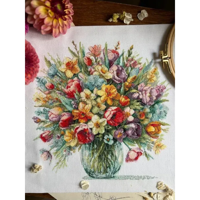 Kryželiu siuvinėjimo rinkinys "Šviesi nuotaika" 29 x 29,5 cm SANYA-04