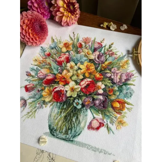Kryželiu siuvinėjimo rinkinys "Šviesi nuotaika" 29 x 29,5 cm SANYA-04