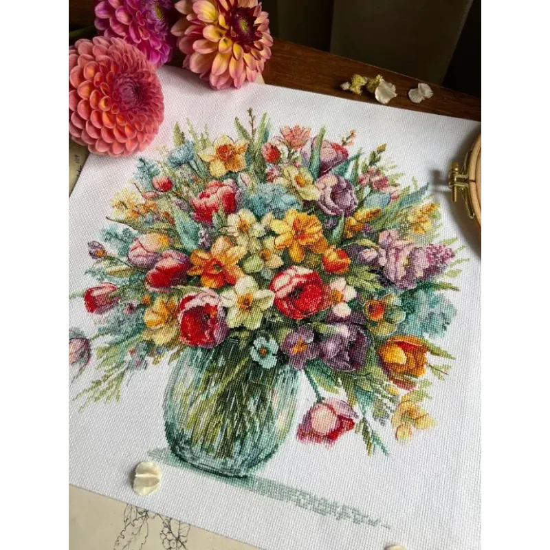 Kryželiu siuvinėjimo rinkinys "Šviesi nuotaika" 29 x 29,5 cm SANYA-04