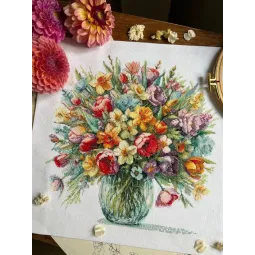 Kryželiu siuvinėjimo rinkinys "Šviesi nuotaika" 29 x 29,5 cm SANYA-04