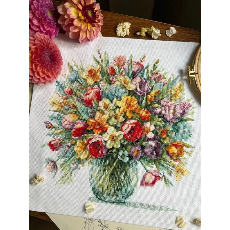 Kryželiu siuvinėjimo rinkinys "Šviesi nuotaika" 29 x 29,5 cm SANYA-04