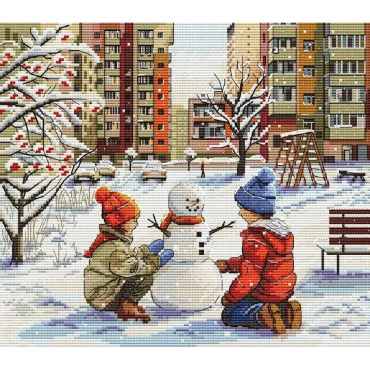 Siuvinėjimo kryželiu rinkinys "Vaikystės kiemas" 23 x 20 cm SAND-47