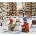 Siuvinėjimo kryželiu rinkinys "Vaikystės kiemas" 23 x 20 cm SAND-47