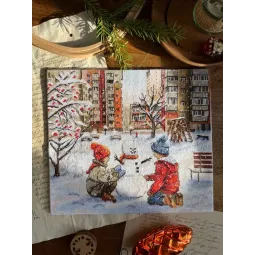 Siuvinėjimo kryželiu rinkinys "Vaikystės kiemas" 23 x 20 cm SAND-47