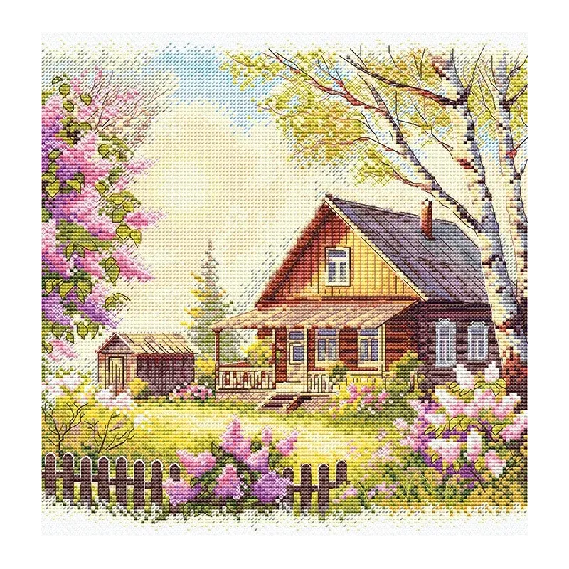 Siuvinėjimo kryželiu rinkinys "Violetų kvapas" 21,5 x 22,5 cm SANA-12