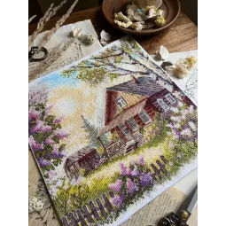 Siuvinėjimo kryželiu rinkinys "Violetų kvapas" 21,5 x 22,5 cm SANA-12