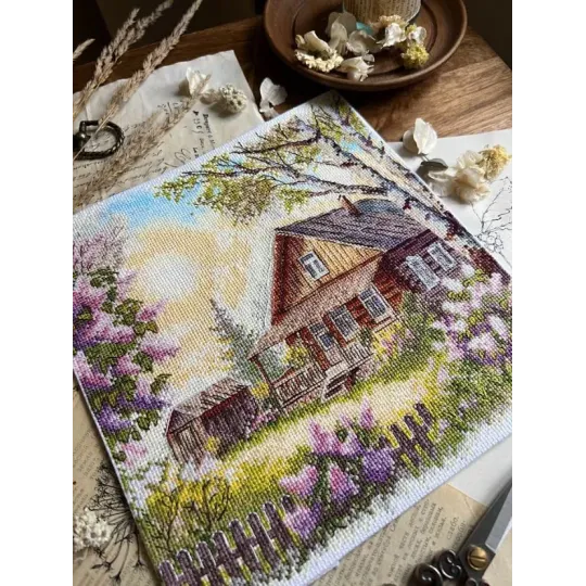 Siuvinėjimo kryželiu rinkinys "Violetų kvapas" 21,5 x 22,5 cm SANA-12