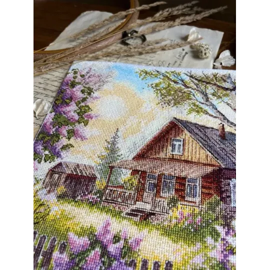 Siuvinėjimo kryželiu rinkinys "Violetų kvapas" 21,5 x 22,5 cm SANA-12
