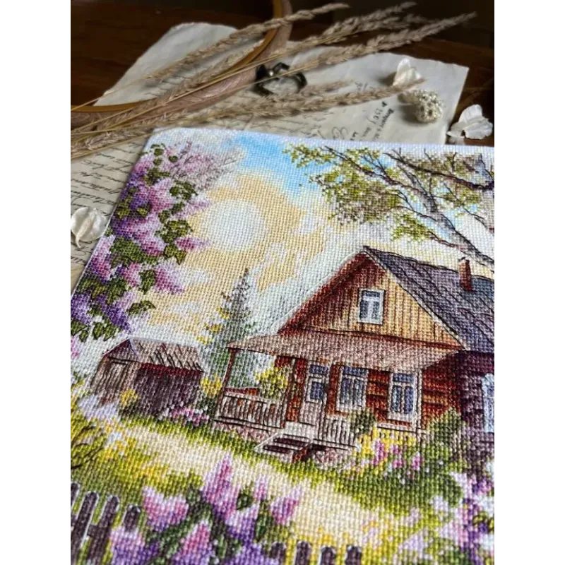 Siuvinėjimo kryželiu rinkinys "Violetų kvapas" 21,5 x 22,5 cm SANA-12