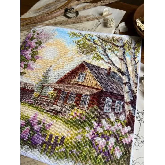Siuvinėjimo kryželiu rinkinys "Violetų kvapas" 21,5 x 22,5 cm SANA-12