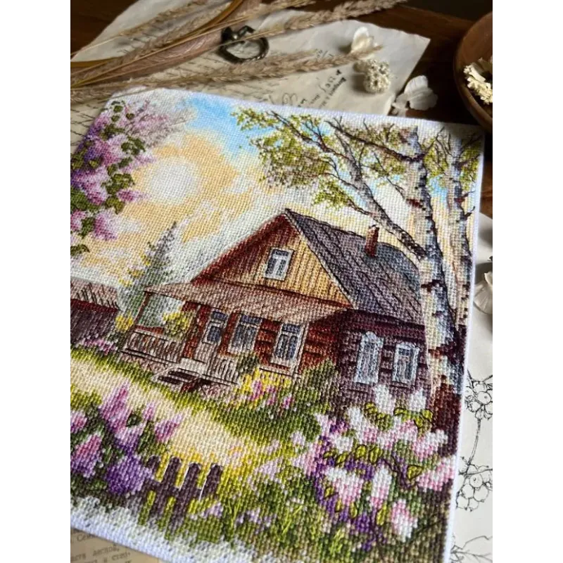 Siuvinėjimo kryželiu rinkinys "Violetų kvapas" 21,5 x 22,5 cm SANA-12