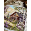 Siuvinėjimo kryželiu rinkinys "Violetų kvapas" 21,5 x 22,5 cm SANA-12