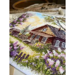 Siuvinėjimo kryželiu rinkinys "Violetų kvapas" 21,5 x 22,5 cm SANA-12