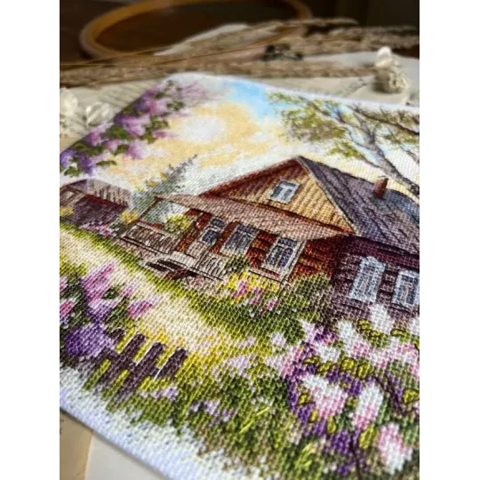 Kreuzstich-Set "Duft von Flieder" 21,5 x 22,5 cm SANA-12