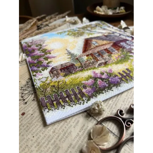 Siuvinėjimo kryželiu rinkinys "Violetų kvapas" 21,5 x 22,5 cm SANA-12