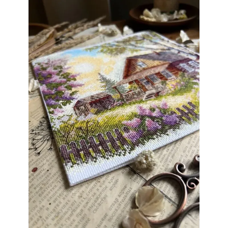 Siuvinėjimo kryželiu rinkinys "Violetų kvapas" 21,5 x 22,5 cm SANA-12