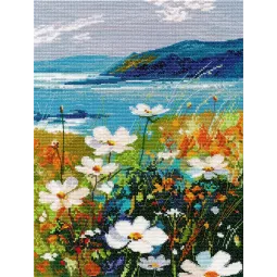 Набор для вышивания крестиком "Скала с цветами" 20x28 см S1704