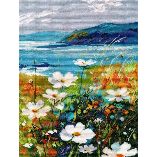 Cross stitch kit "Cliff with flowers" S1704