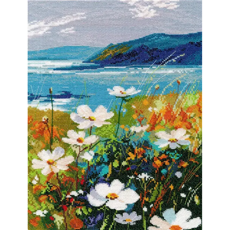 Siuvinėjimo kryželiu rinkinys "Uolos su gėlėmis" 20x28 cm S1704