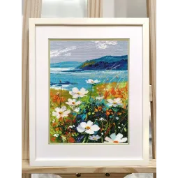 Siuvinėjimo kryželiu rinkinys "Uolos su gėlėmis" 20x28 cm S1704