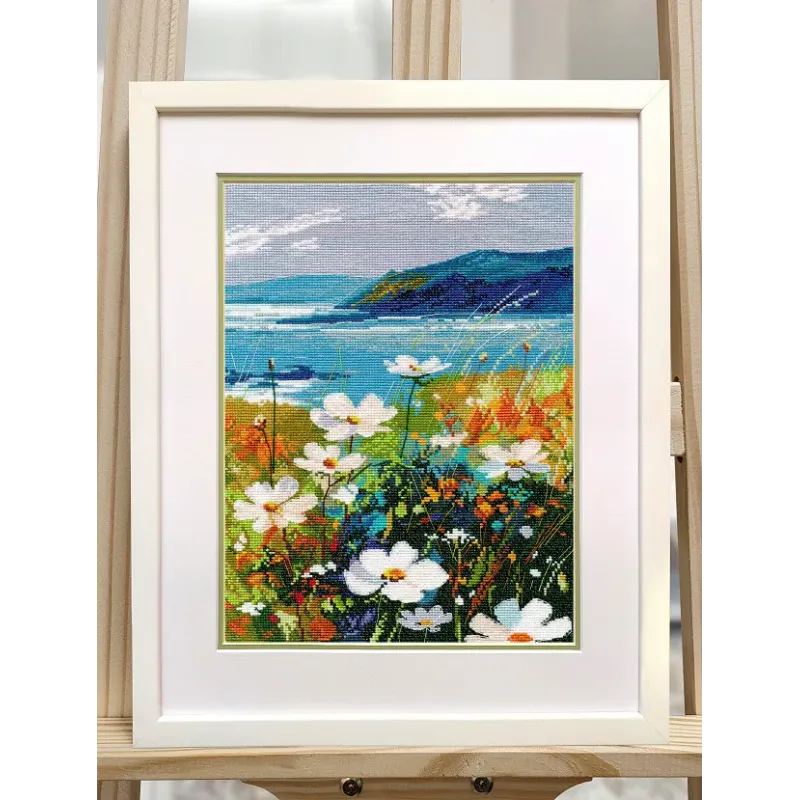 Siuvinėjimo kryželiu rinkinys "Uolos su gėlėmis" 20x28 cm S1704