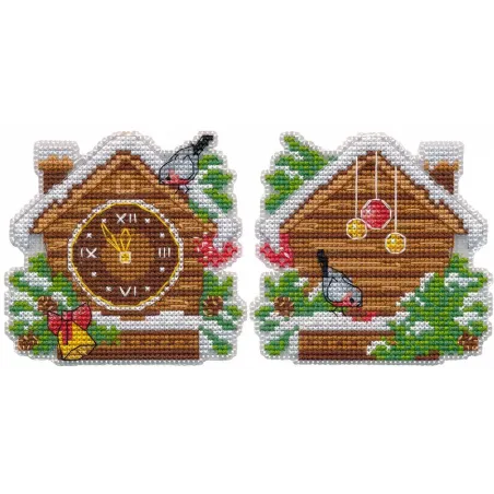 Cross stitch kit "Christmas tree decoration. New Year's clock" 9×8.7 cm S1702